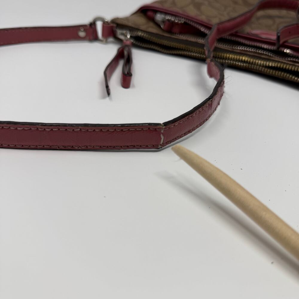 Coach Signature File Crossbody Bag Khaki Pink Leather - Picture 11 of 12